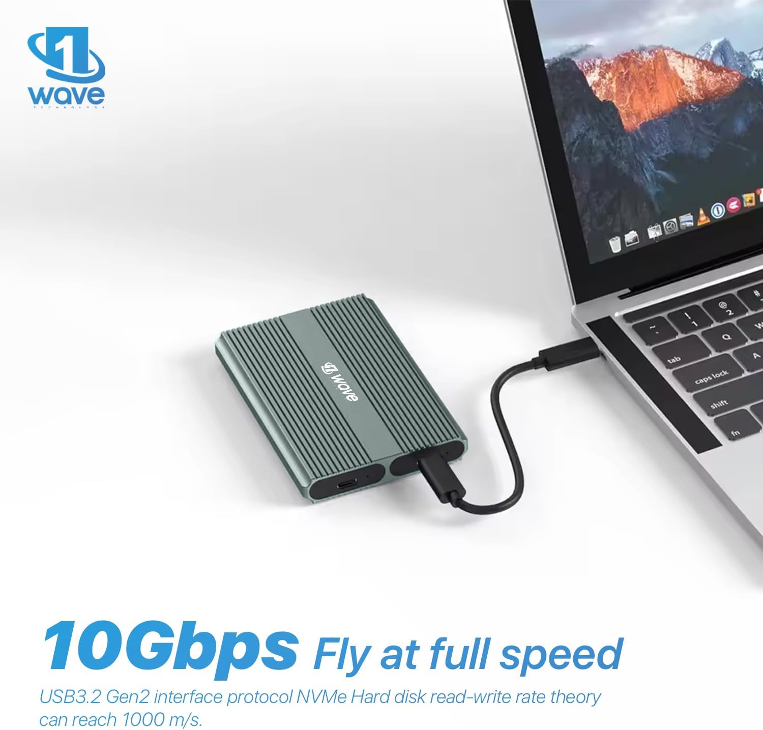 First Wave TwinDrive Dual NVMe SSD Enclosure – USB-C 3.2 Gen 2 (10Gbps), Aluminum Alloy Body, Tool-Free Installation, Dual-Bay External SSD Case for NVMe M.2 PCIe SSDs, Metallic Grey