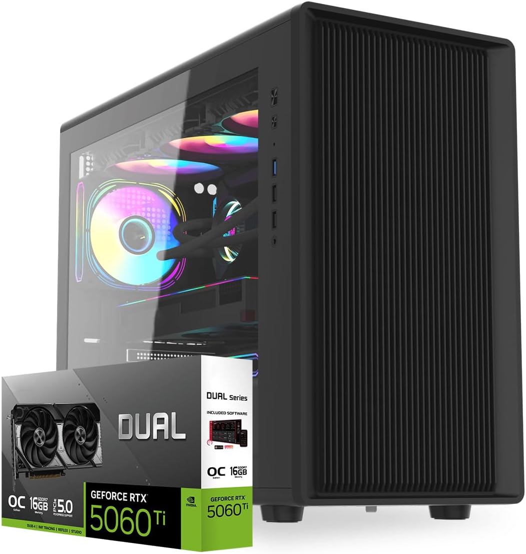 First Wave StormX Gaming PC – AMD Ryzen 5-7600, 16GB RTX 5060 Ti Graphics, DDR5 RGB RAM, 2TB SSD (1TB NVMe + 1TB SATA), WiFi, ARGB Cooling, Windows 11 Pro, 2Y Warranty