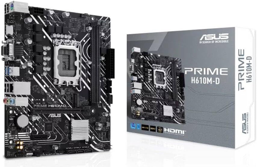 ASUS Prime H610M-D Motherboard – LGA1700, Intel H610 Chipset, DDR5, USB 3.2 Gen 1, M.2, Micro-ATX