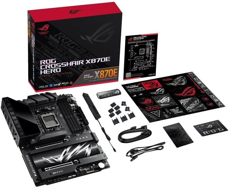 ASUS ROG Crosshair X870E Hero Gaming Motherboard – AMD AM5 Socket, X870E Chipset, PCIe 5.0, USB4, Wi-Fi 7