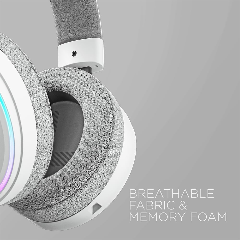 GALAX HOF Maestro H1 Matte White Gaming Headset – USB & 3.5 mm Wired, Virtual 7.1 Channel Surround, 50 mm Drivers, Uni-Directional Noise-Cancelling Mic, Halo RGB Lighting