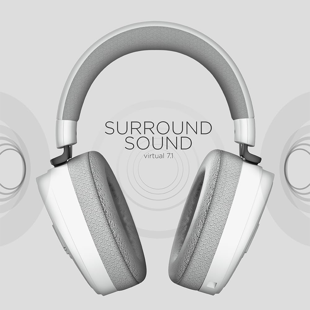 GALAX HOF Maestro H1 Matte White Gaming Headset – USB & 3.5 mm Wired, Virtual 7.1 Channel Surround, 50 mm Drivers, Uni-Directional Noise-Cancelling Mic, Halo RGB Lighting