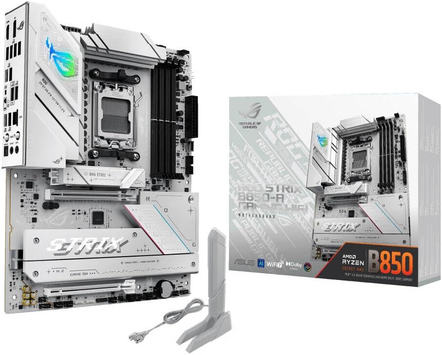 ASUS ROG Strix B850-A Gaming WiFi Motherboard – AMD AM5 Socket, B850 Chipset, PCIe 5.0, Wi-Fi 6E