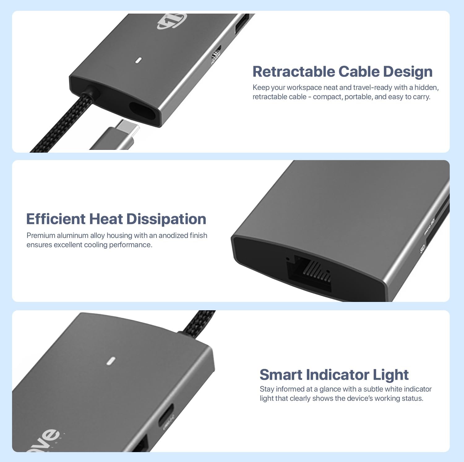 First Wave ProHub 9-in-1 USB-C Dock Hub – 4K HDMI 2.0, 100W PD, RJ45 GbE LAN, USB-C, 2× USB 3.2, USB 2.0, Micro SD & SD Card Slots, Portable Multiport Adapter for Laptop, MacBook, iPad (Metallic Grey)