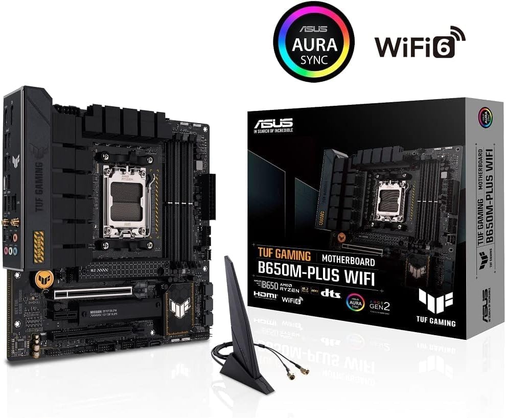 ASUS TUF Gaming B650M-Plus WiFi Motherboard – AMD AM5 Socket, B650 Chipset, USB 3.2 Gen 2x2, Micro-ATX