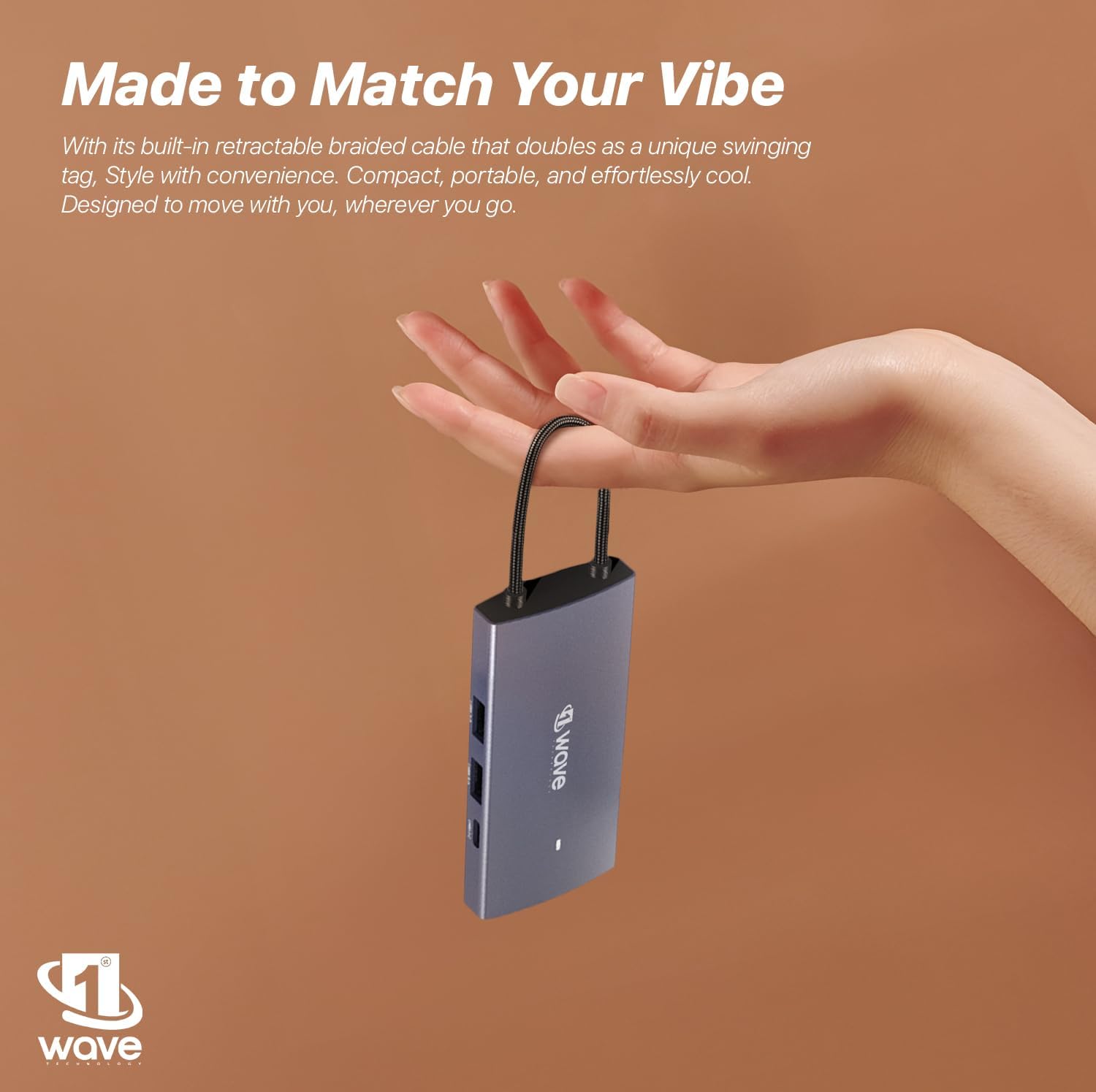 First Wave PocketHub 6-in-1 USB-C Docking Hub – 4K HDMI 2.0, 100W PD Charging, RJ45 GbE LAN, USB-C, 2× USB 3.2 Ports, Portable Multiport Adapter for Laptop, MacBook Pro/Air, iPad, PC, Metallic Blue