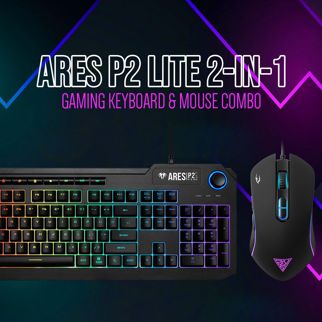 GAMDIAS ARES P2 Lite 2-IN-1 Wired Keyboard & Mouse Combo – Gaming & Office Bundle, Compact and Durable