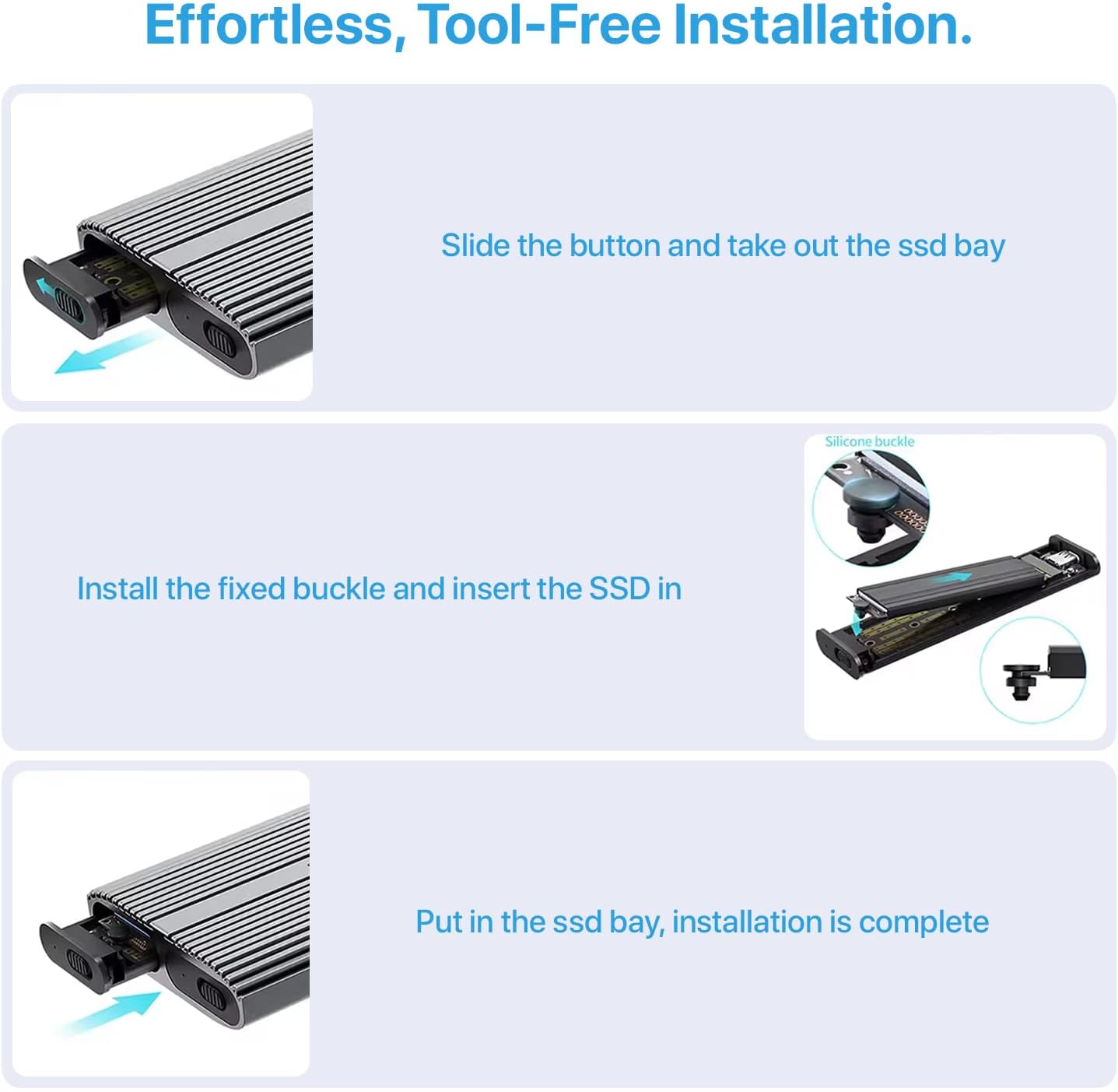First Wave TwinDrive Dual NVMe SSD Enclosure – USB-C 3.2 Gen 2 (10Gbps), Aluminum Alloy Body, Tool-Free Installation, Dual-Bay External SSD Case for NVMe M.2 PCIe SSDs, Metallic Grey