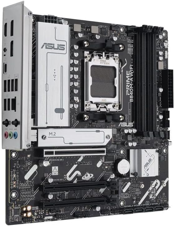ASUS PRIME B840M-A WiFi Motherboard – AMD AM5 Socket, B840 Chipset, USB Type-C, WiFi, Aura Sync RGB, Micro-ATX