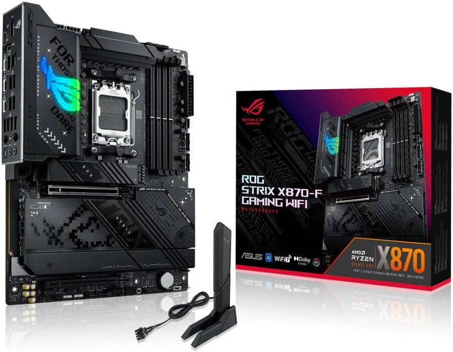 ASUS ROG Strix X870-F Gaming WiFi Motherboard – AMD AM5 Socket, X870 Chipset, PCIe 5.0, USB4, Wi-Fi 7