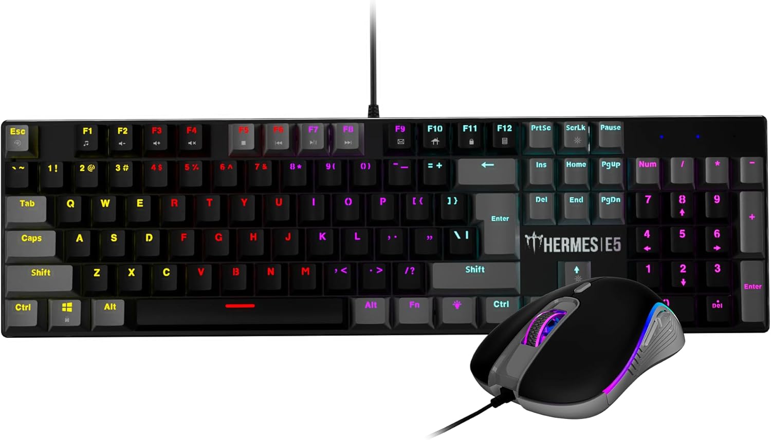 GAMDIAS Hermes E5 2-In-1 Wired Combo – Membrane Gaming Keyboard & Gaming Mouse, RGB Backlit, Ergonomic Design, Anti-Ghosting, PC Gaming Bundle