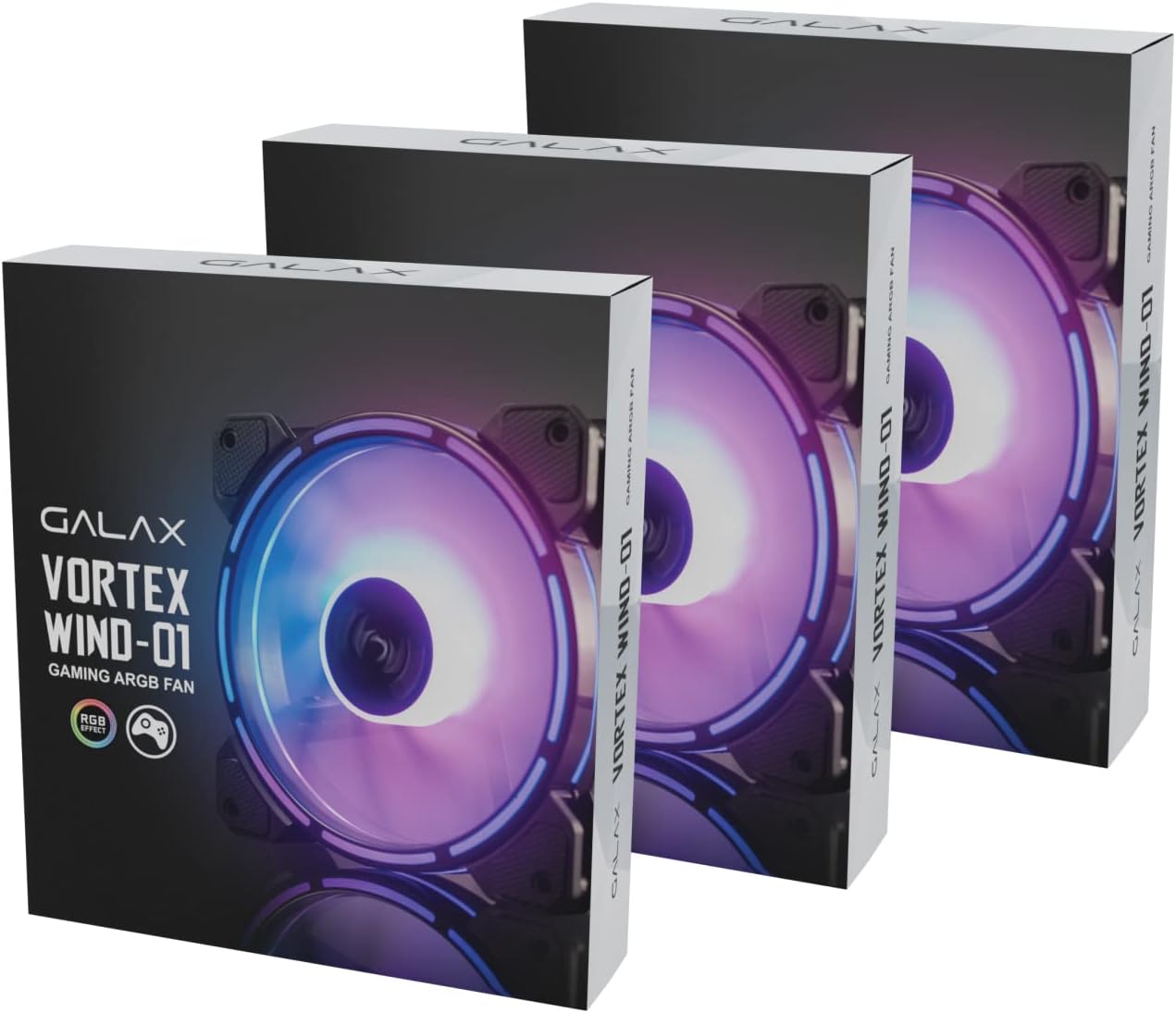 GALAX Vortex Wind-01 120 mm ARGB Case Fan – High-Airflow Silent Hydraulic Bearing Fan, 3-Pin + 5 V Addressable ARGB, Low Noise