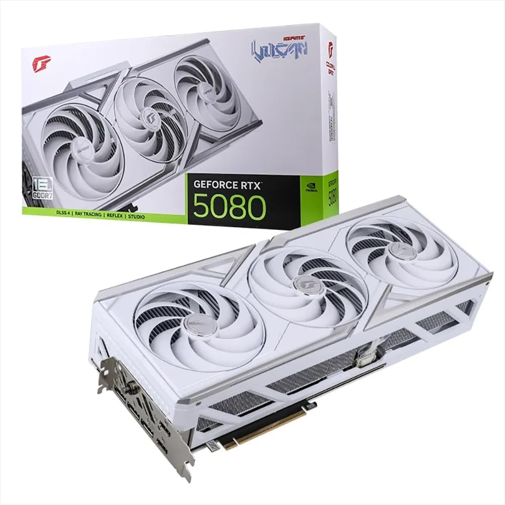 Colorful iGame GeForce RTX 5080 Ultra W OC 16GB GDDR7 Graphics Card – 256-bit, Triple Fan Cooling, DLSS 3.5, Ray Tracing, HDMI 2.1, DisplayPort 2.1, RGB Lighting – White Edition