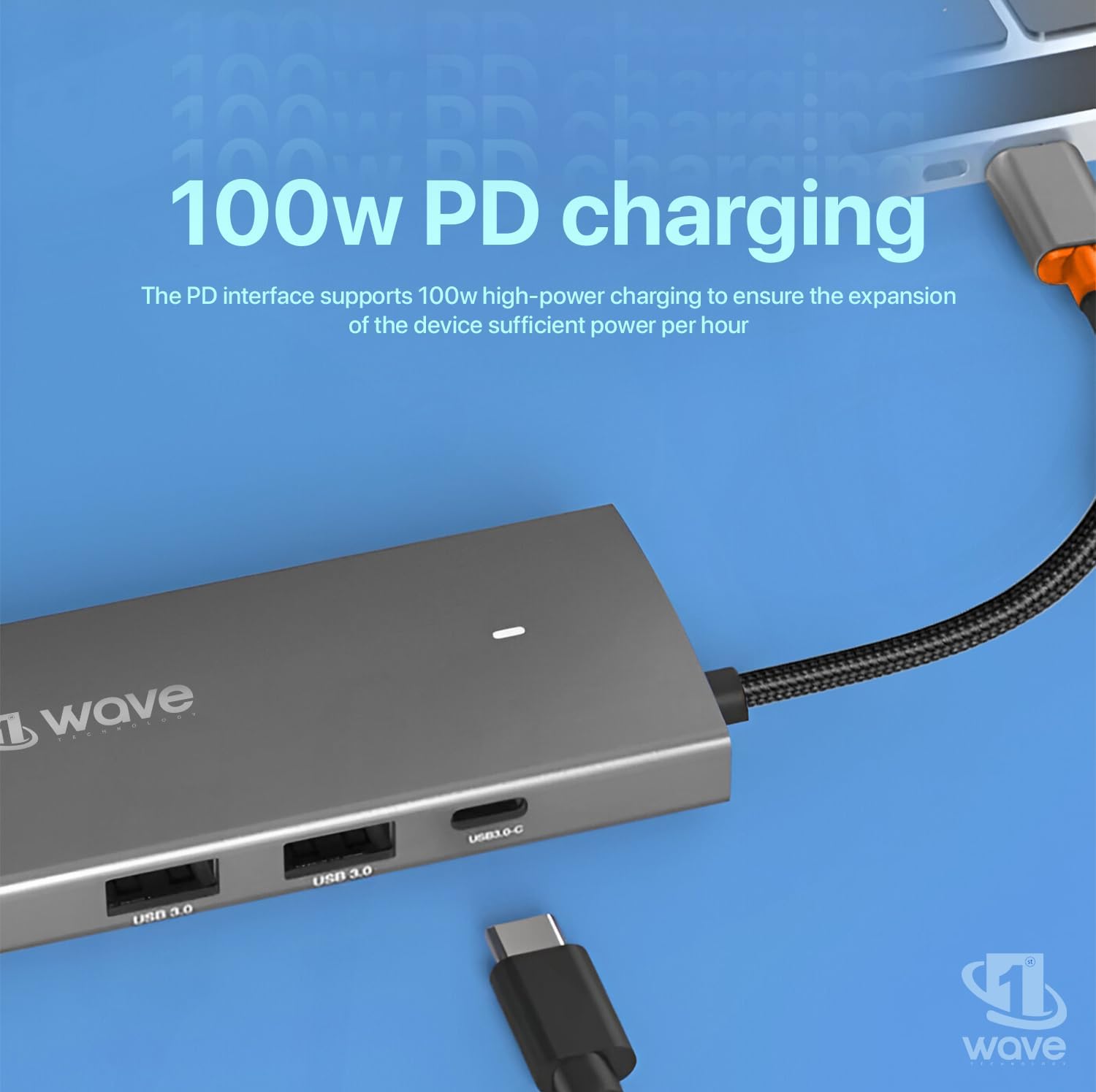 First Wave PocketHub 6-in-1 USB-C Docking Hub – 4K HDMI 2.0, 100W PD Charging, RJ45 GbE LAN, USB-C, 2× USB 3.2 Ports, Portable Multiport Adapter for Laptop, MacBook Pro/Air, iPad, PC, Metallic Grey