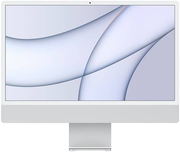 Apple iMac 24" Desktop Computer, M1 Chip  with 8 Core CPU and 7 Core GPU, 8GB Unified Memory, 256GB SSD, Touch ID, English Keyboard and Mouse, Silver | MGTF3B/A