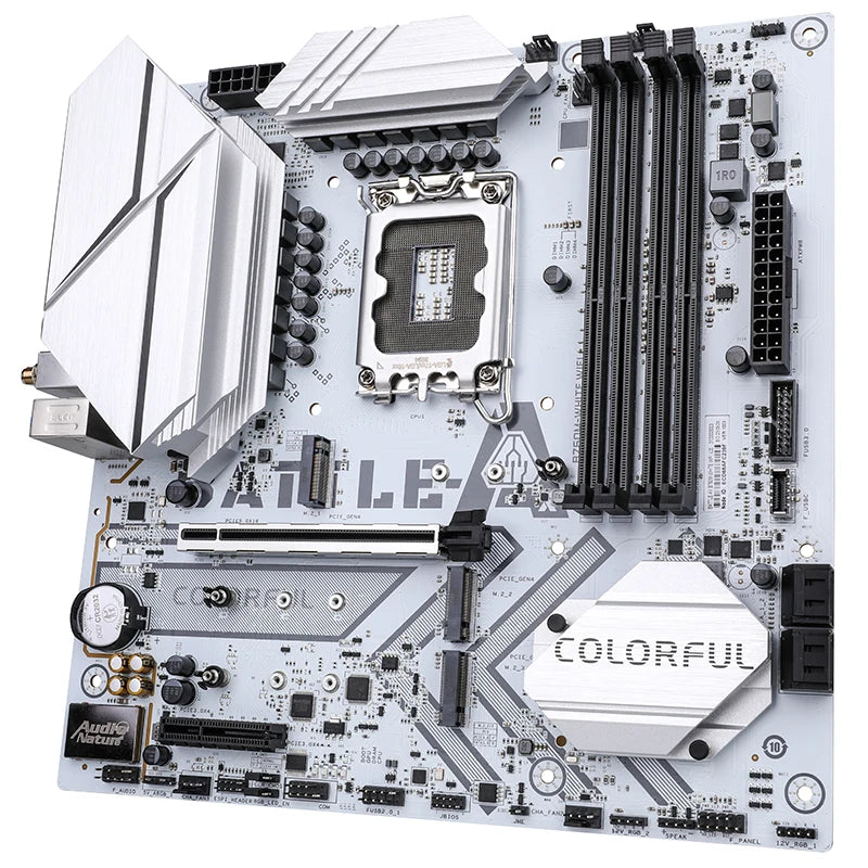 Colorful BATTLE-AX B760M-WHITE WIFI V20 Micro-ATX Motherboard – Intel B760, LGA1700, DDR5, PCIe 4.0, M.2 Slots, WiFi 6, High-Performance Gaming & Productivity Board – White Edition