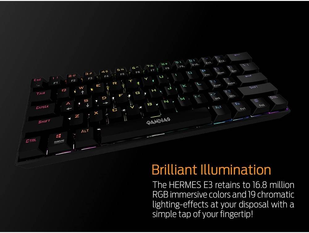 GAMDIAS Hermes E3 Black RGB Wired Gaming Keyboard – Mechanical-Feel Keys, Anti-Ghosting, RGB Backlit, Ergonomic Design, PC Gaming Keyboard