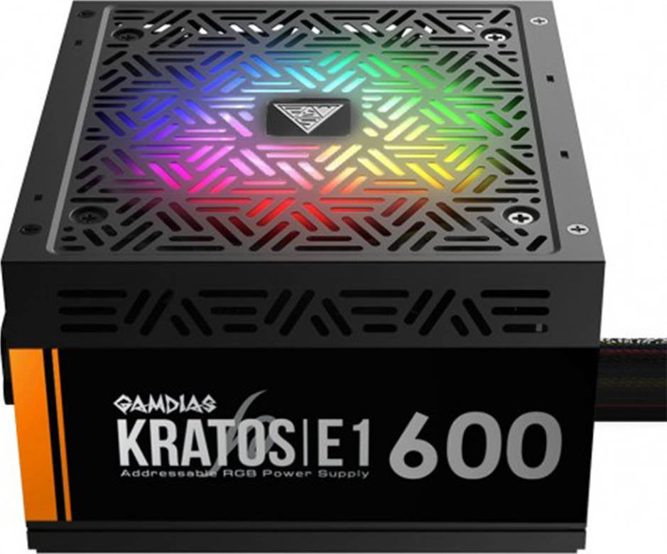 GAMDIAS KRATOS E1-600 RGB 2024 PSU – 600W 80+ Efficiency RGB Power Supply for Gaming PCs