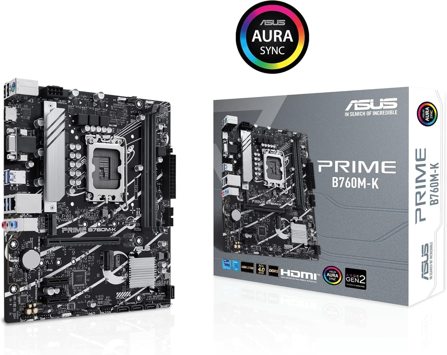 ASUS Prime B760M-K Motherboard – LGA1700, Intel B760 Chipset, USB 3.2 Gen 1, Micro-ATX