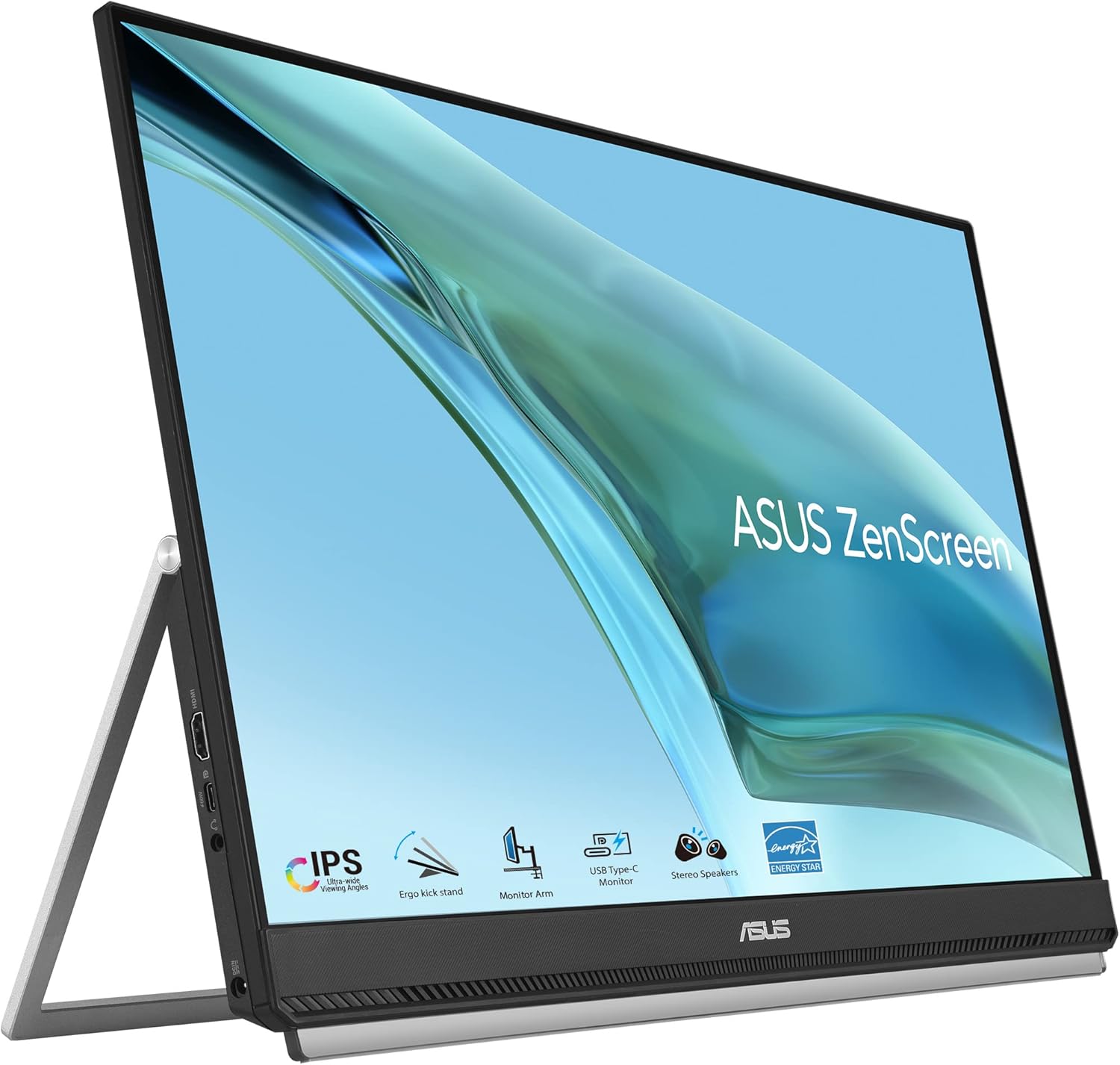 ASUS ZenScreen MB249C Portable Monitor, 23.8? FHD IPS, 75?Hz, 5?ms, USB?C & HDMI
