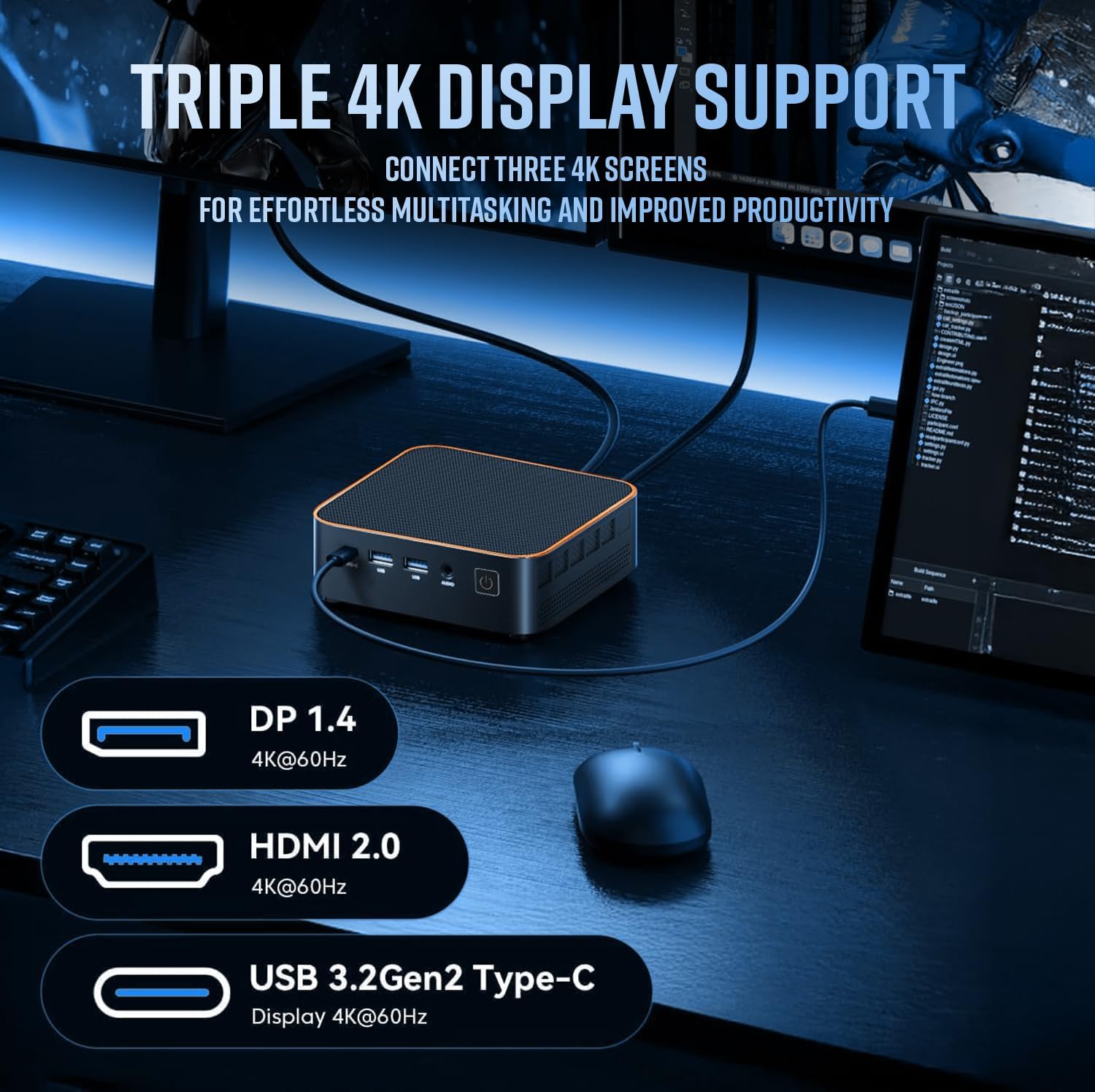 First Wave MicroStorm M5 Mini PC – Intel Core i5-12450H, DDR5 RAM, SSD, Mini Desktop PC with USB-C, Triple 4K Display, Ethernet RJ45, WiFi 6, BT 5.2, VESA Monitor Mount, Perfect for Office & Home