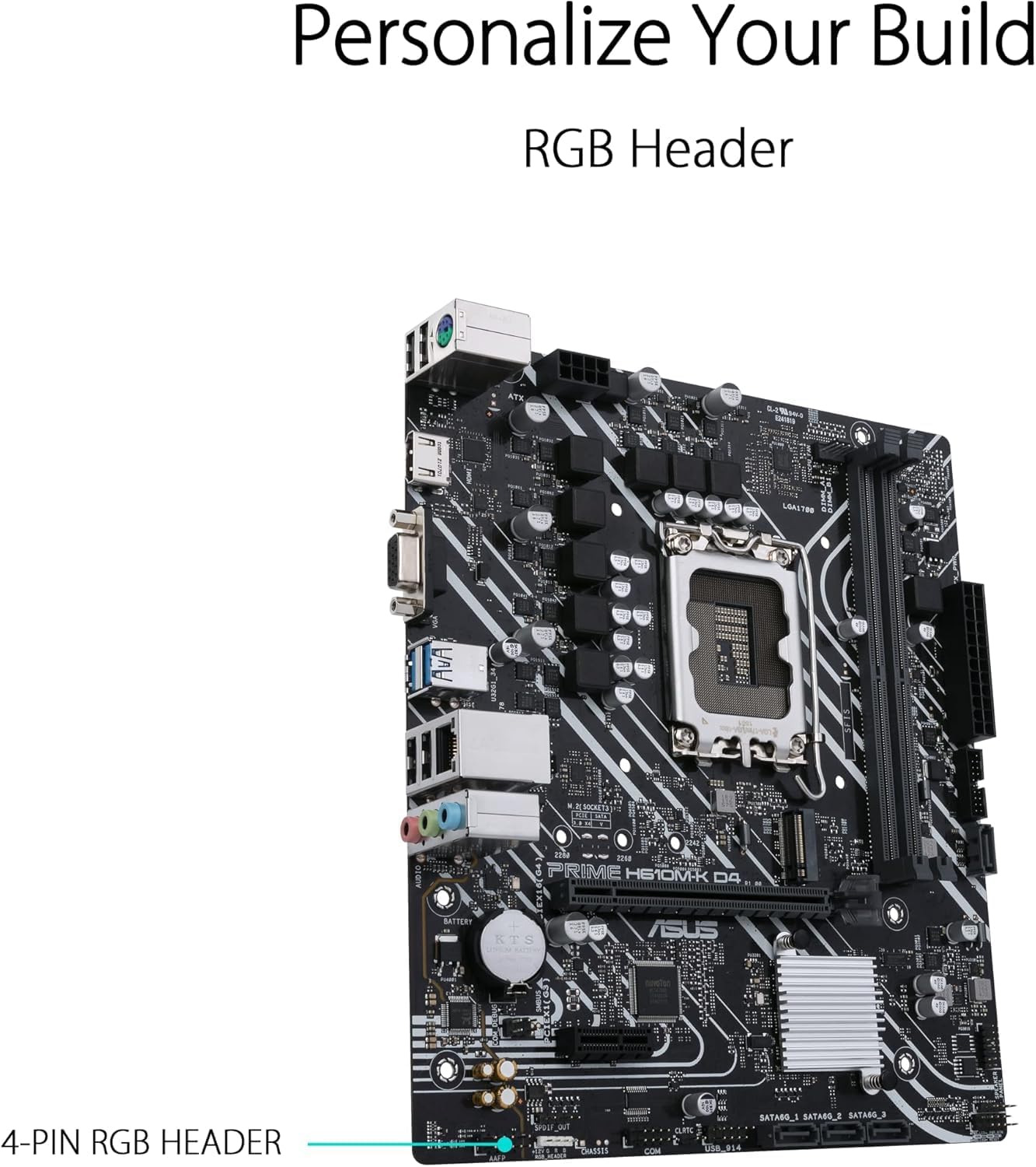 ASUS Prime H610M-K D4 Motherboard – LGA1700, Intel H610 Chipset, DDR4, USB 3.2 Gen 1, M.2, Micro-ATX