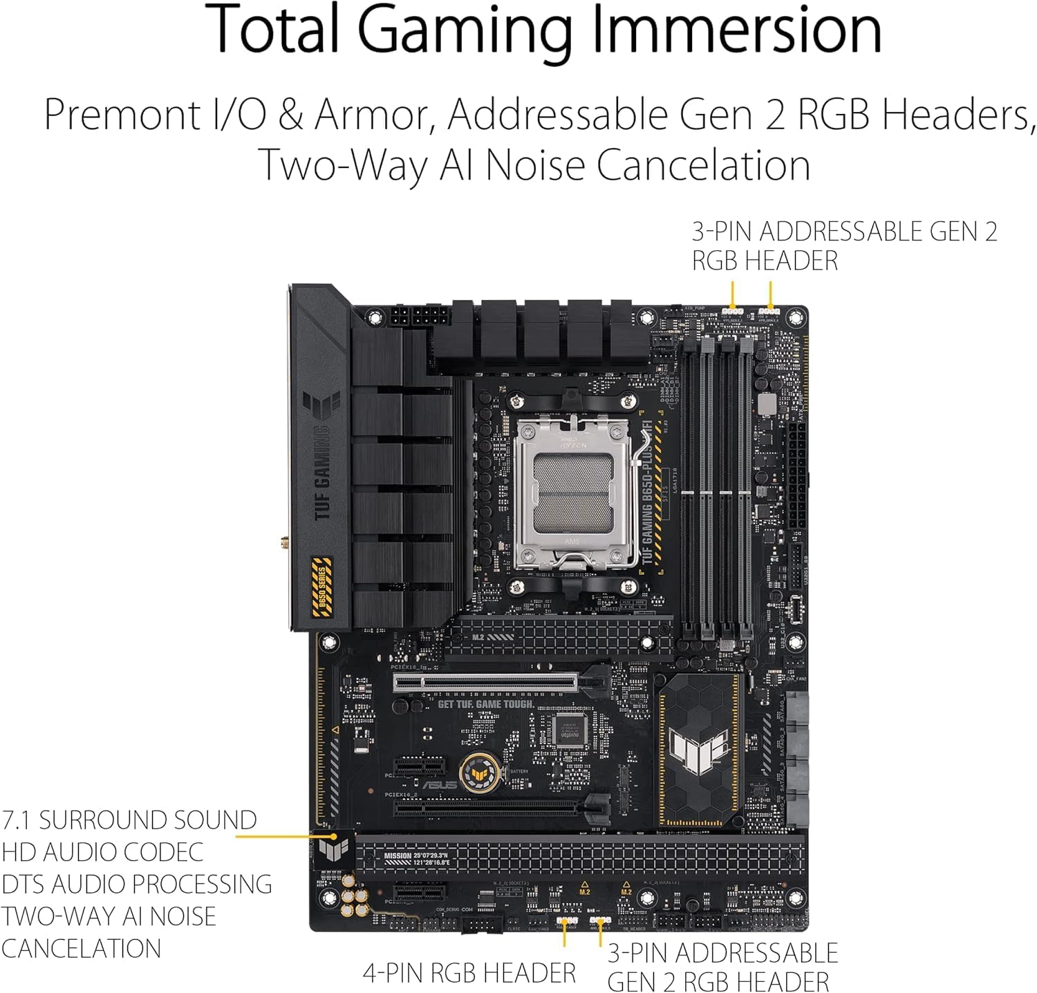ASUS TUF Gaming B650-Plus WiFi Motherboard – AMD AM5 Socket, B650 Chipset, USB 3.2 Gen 2x2, WiFi
