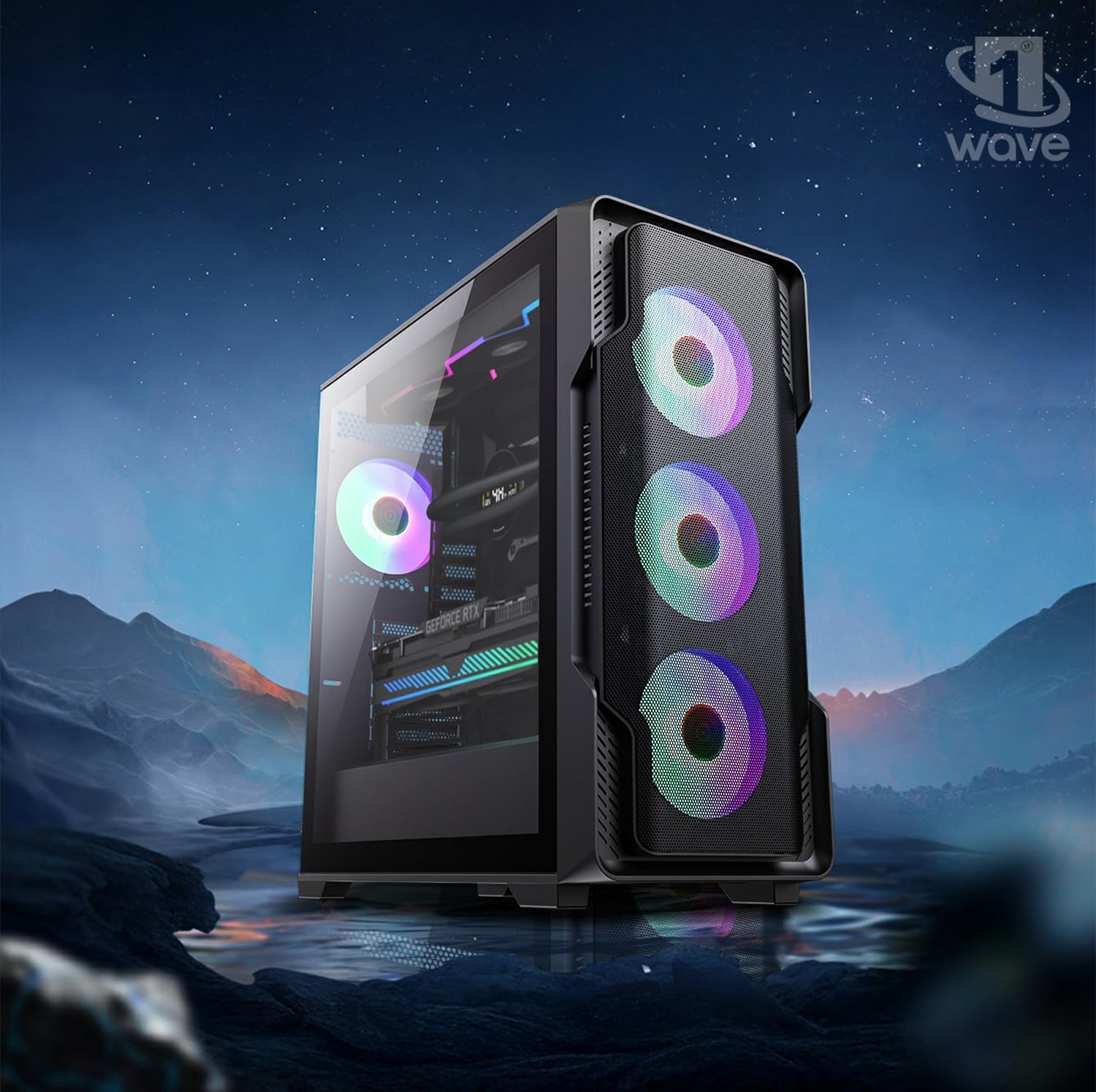 First Wave SiegeCore X Gaming PC – 14th Gen Intel i5-14600KF, 8GB RTX 5060, 16GB DDR5 RGB RAM, 2TB SSD (1TB NVMe + 1TB SATA), WiFi, Intelligent Cooling, Win11 Pro, 2Y Wty – High Performance Desktop PC