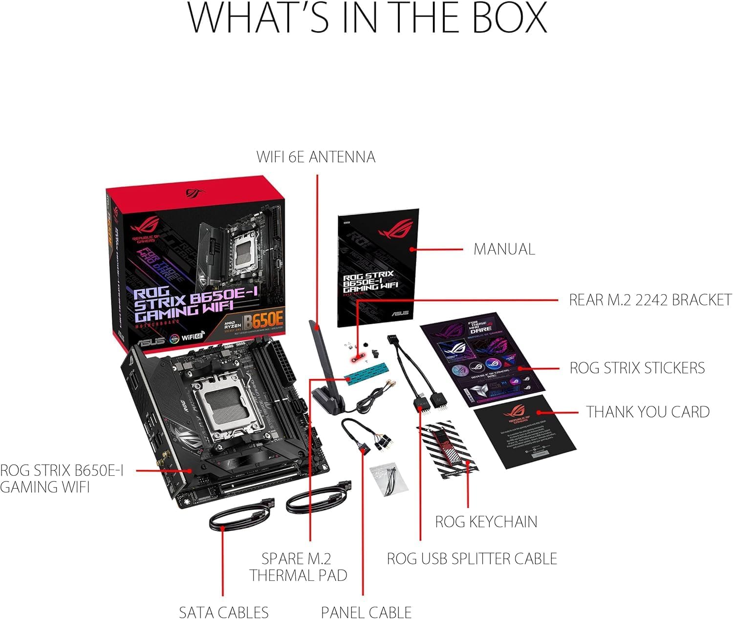 ASUS ROG Strix B650E-I Gaming WiFi Mini-ITX Motherboard – AMD AM5 Socket, B650E Chipset, USB 3.2 Gen 2