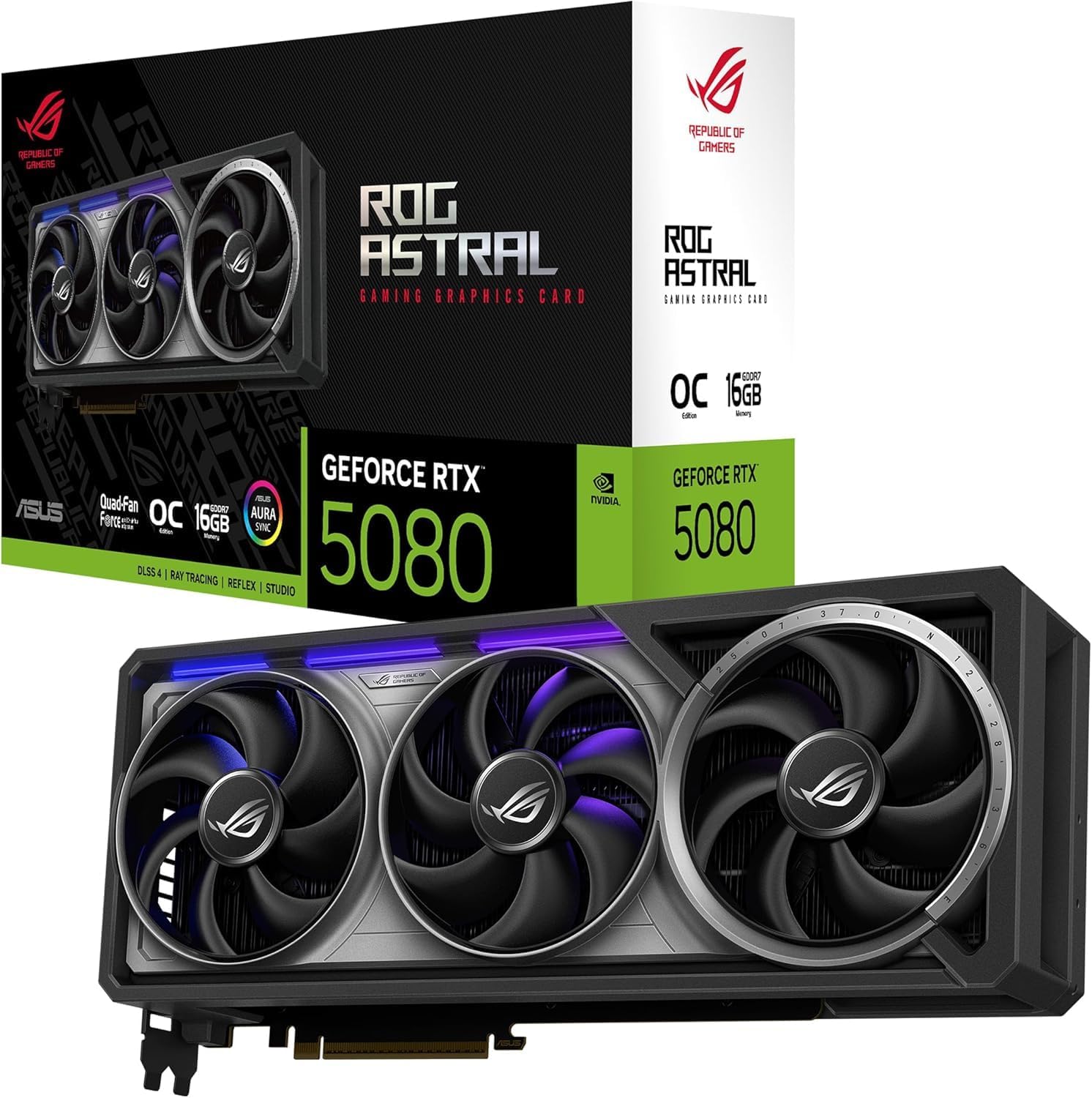 ASUS ROG Astral GeForce RTX 5080 Overclocked Edition Gaming Graphics Card – 16GB GDDR6, Liquid Cooling, PCIe 4.0, Ray Tracing, Aura Sync