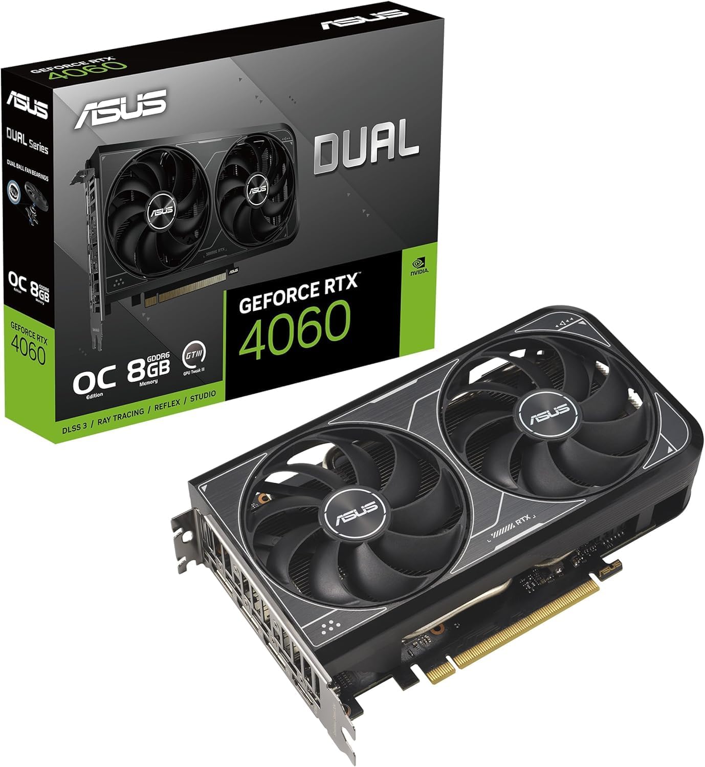 ASUS Dual RTX 4060 8GB EVO Graphics Card – GDDR6, PCIe 4.0, Dual Fan Cooling, Ray Tracing