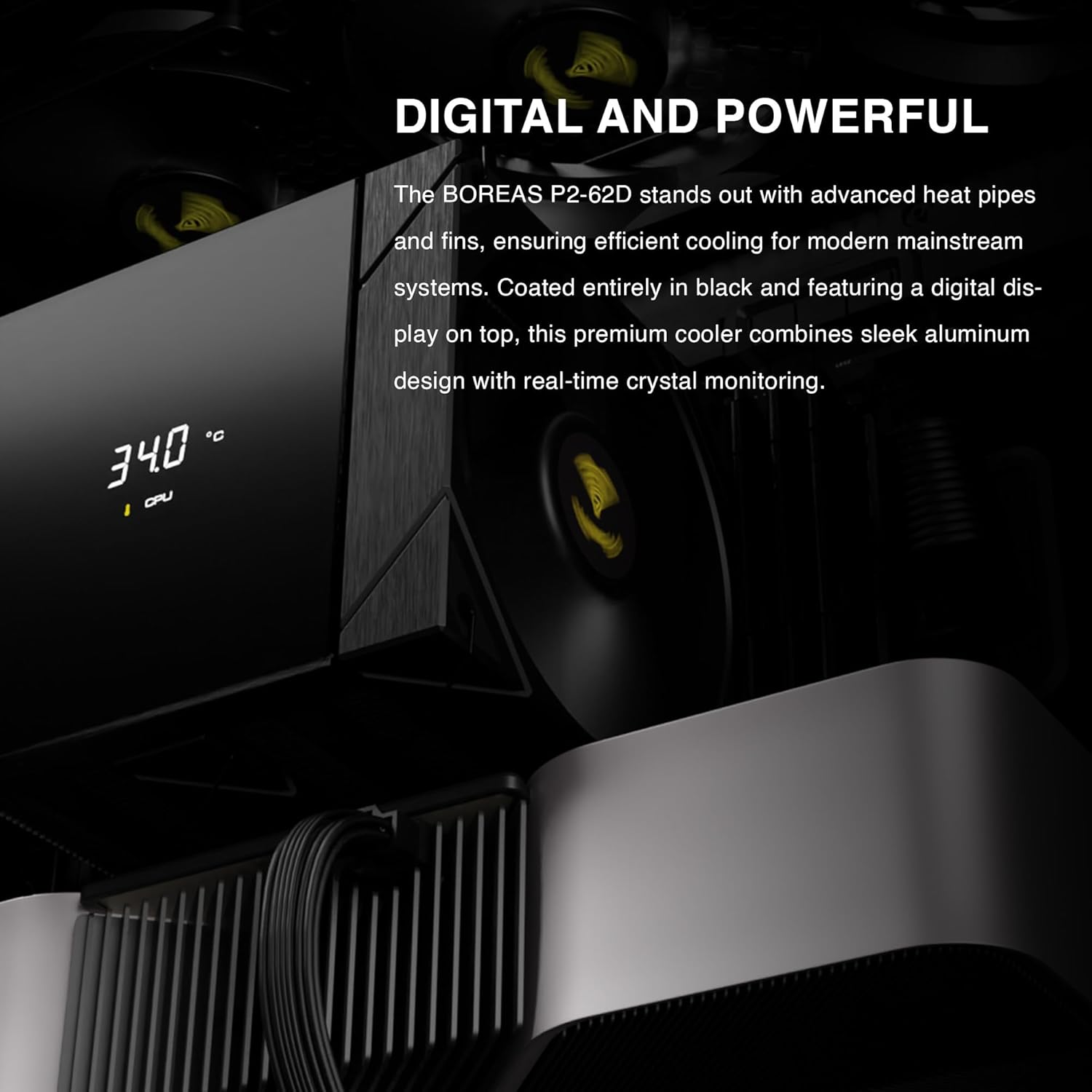 GAMDIAS BOREAS P2-62D CPU Air Cooler – Compact, Silent Cooling, High-Performance for Gaming & Desktop PCs