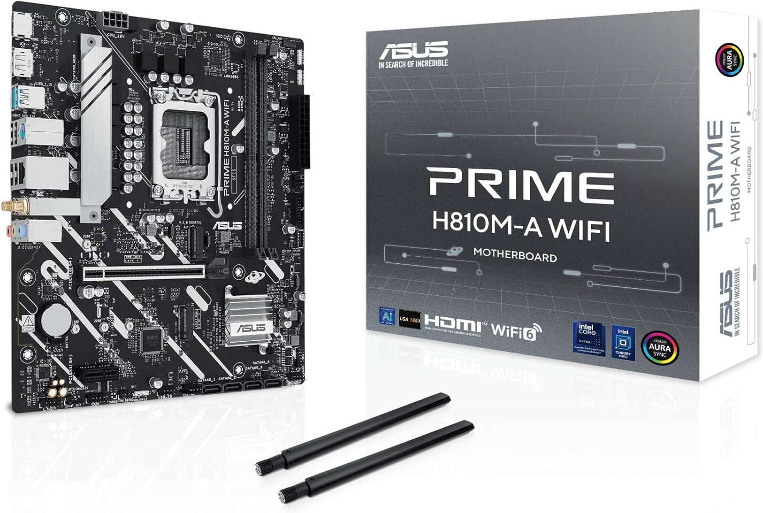 ASUS Prime H810M-A WiFi Motherboard – LGA1851, Intel H810 Chipset, USB 10Gbps, SATA Support, Micro-ATX