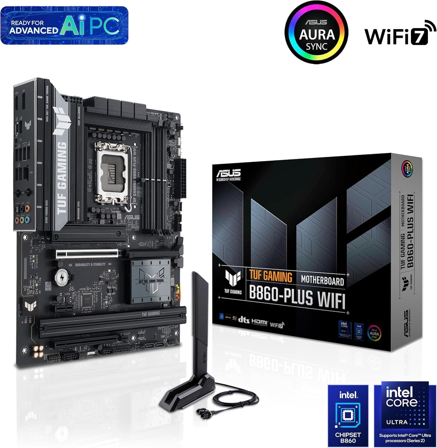 ASUS TUF Gaming B860-Plus WiFi Motherboard – LGA1851 Socket, B860 Chipset, ATX