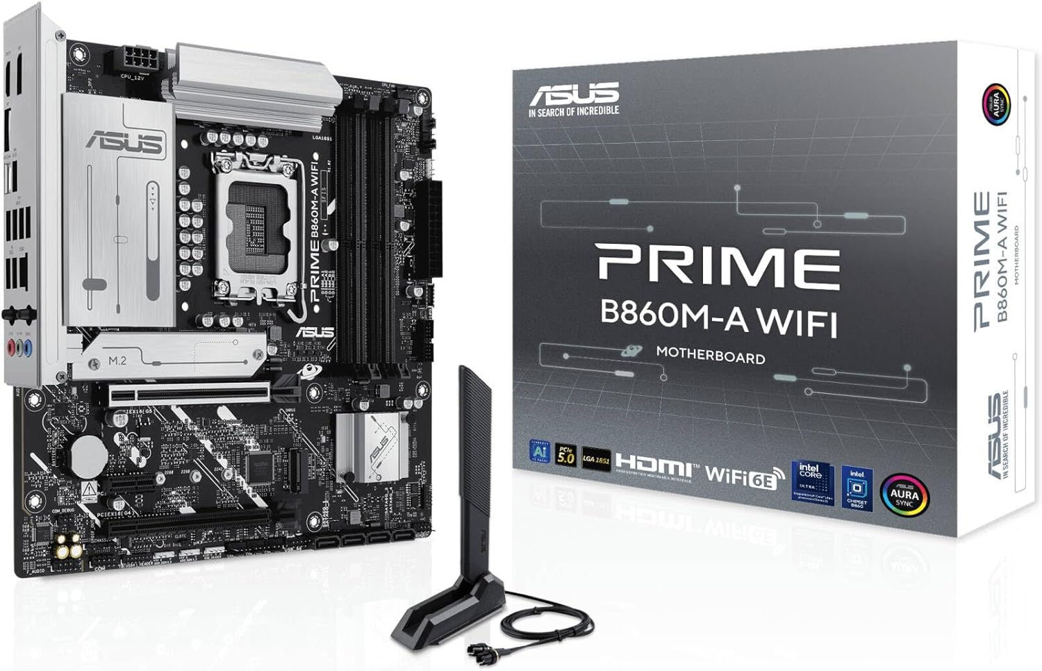 ASUS Prime B860M-A WiFi Motherboard – LGA1851 Socket, B860 Chipset, USB 20Gbps, WiFi 6E, Micro-ATX