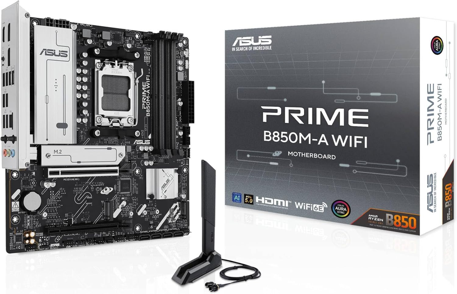 ASUS PRIME B850M-A WIFI Motherboard – Socket AM5, B850 Chipset, USB 10Gbps, WiFi 6E, Micro-ATX