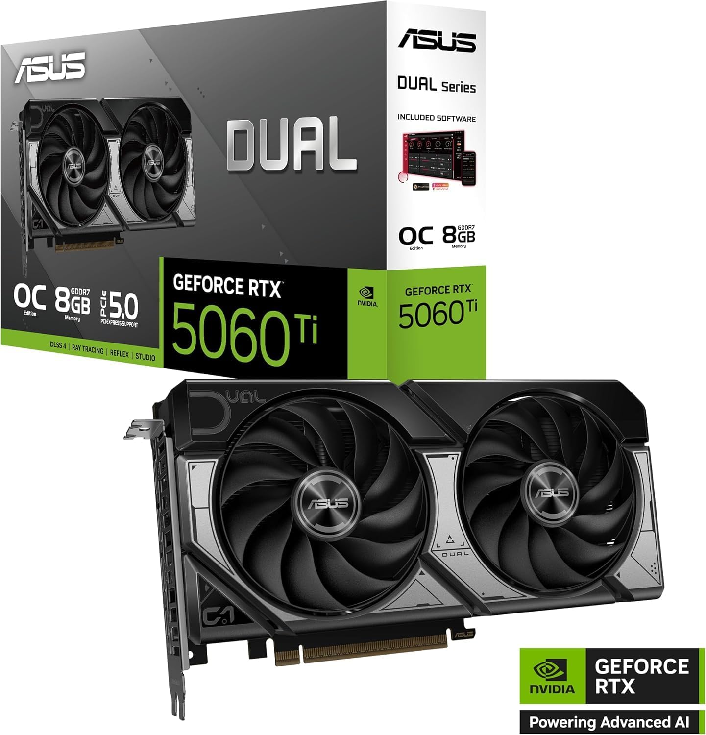 ASUS Dual RTX 5060 Ti 16GB Graphics Card – GDDR6, PCIe 4.0, Dual Fan Cooling, Ray Tracing