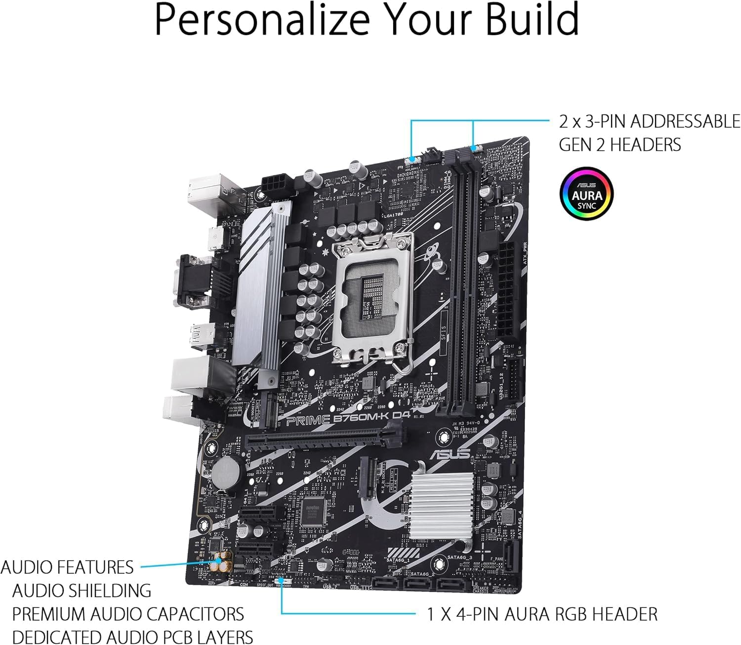 ASUS Prime B760M-K Motherboard – LGA1700, Intel B760 Chipset, USB 3.2 Gen 1, Micro-ATX