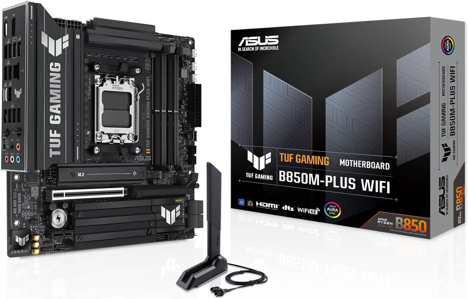 ASUS TUF Gaming B850M-PLUS Motherboard – AM5 Socket, B850 Chipset, USB 20G, Aura Sync RGB