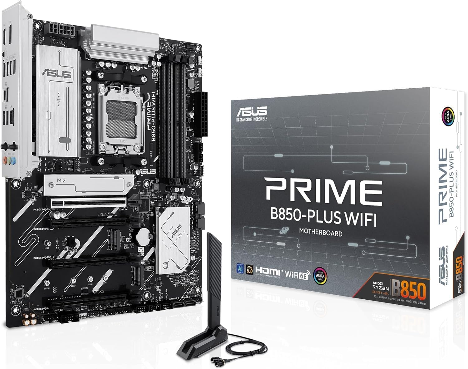 ASUS PRIME B850-PLUS WIFI Motherboard – AM5 Socket, B850 Chipset, USB 10G, WiFi, Aura Sync RGB