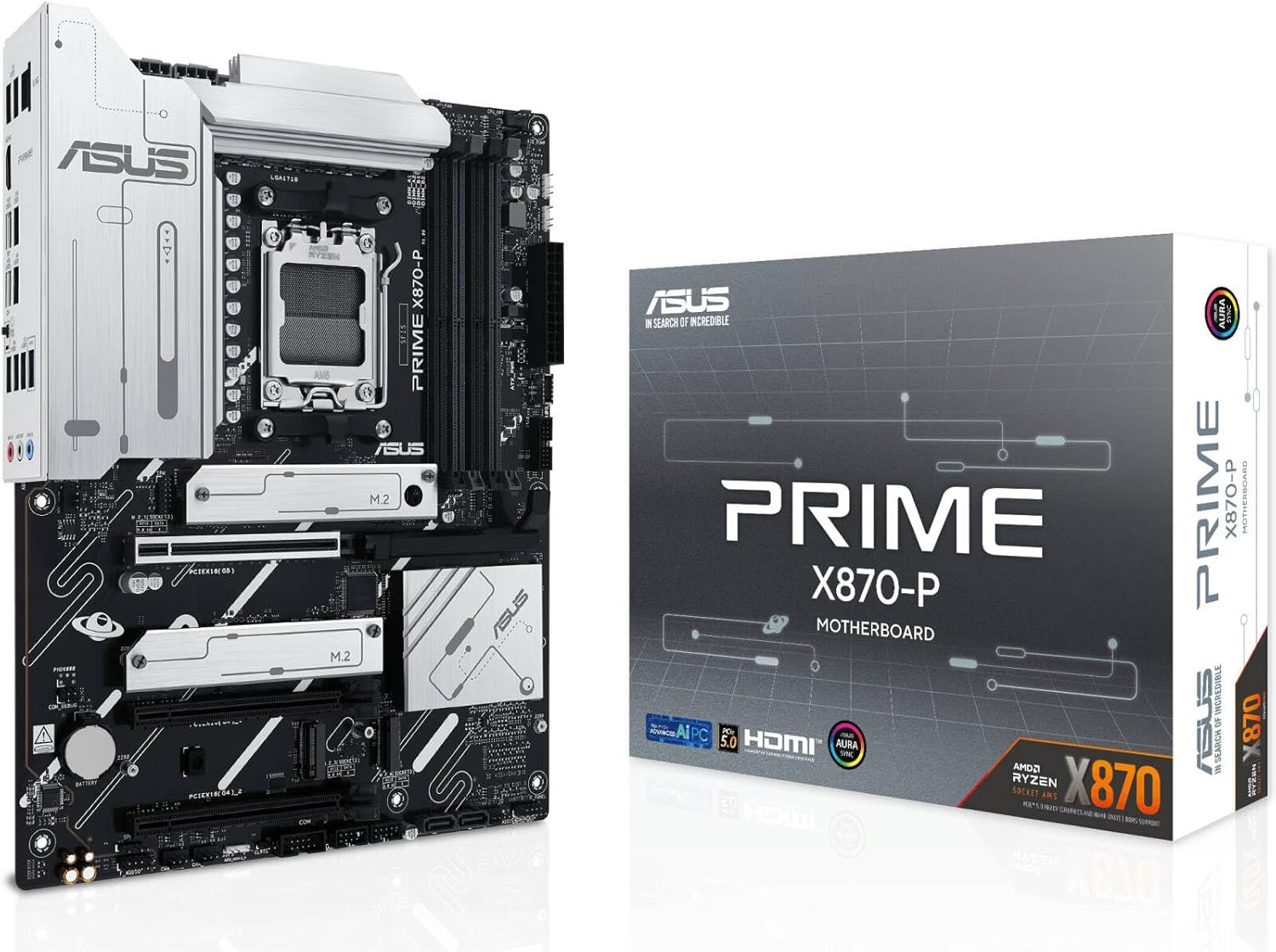 ASUS Prime X870-P Motherboard – AMD AM5 Socket, X870 Chipset, PCIe 5.0, USB4, Aura Sync RGB