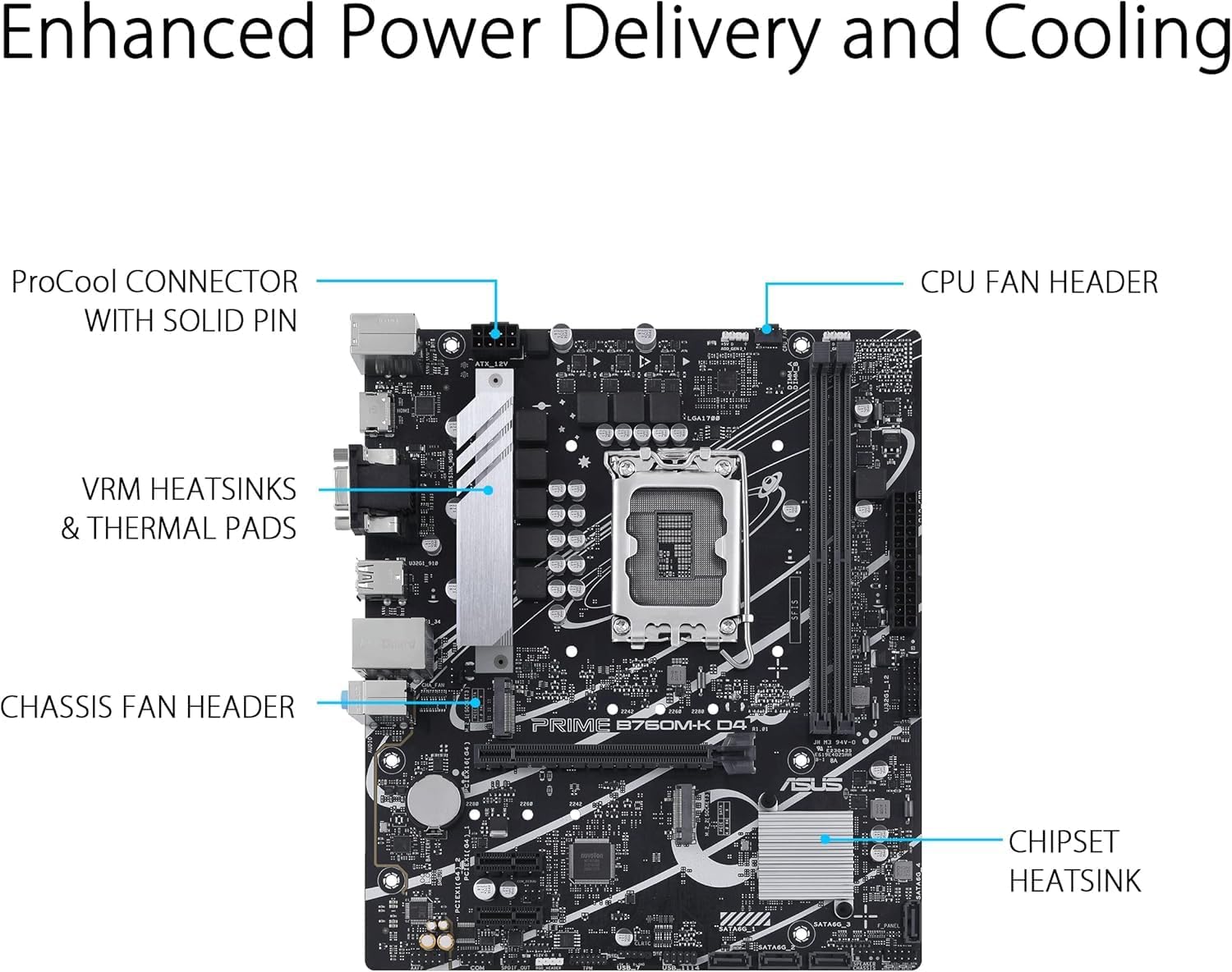 ASUS Prime B760M-K Motherboard – LGA1700, Intel B760 Chipset, USB 3.2 Gen 1, Micro-ATX