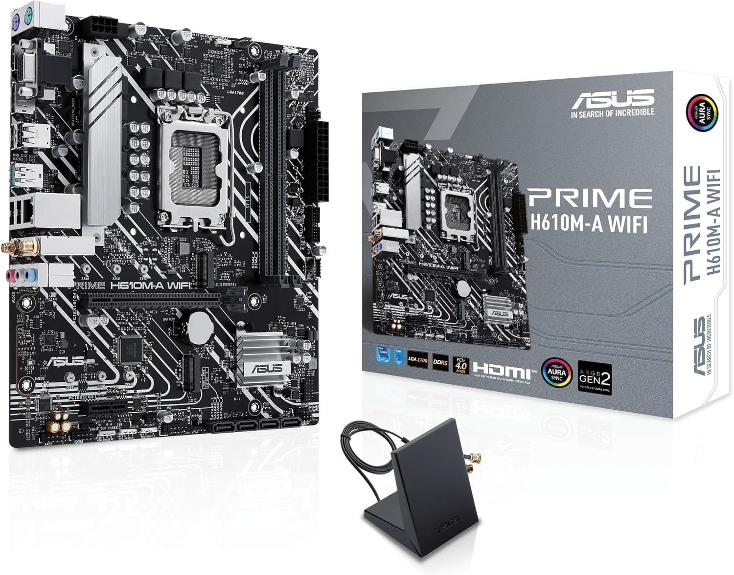 ASUS Prime H610M-A WiFi Motherboard – LGA1700, Intel H610 Chipset, USB 3.2 Gen 2, WiFi 5, Micro-ATX