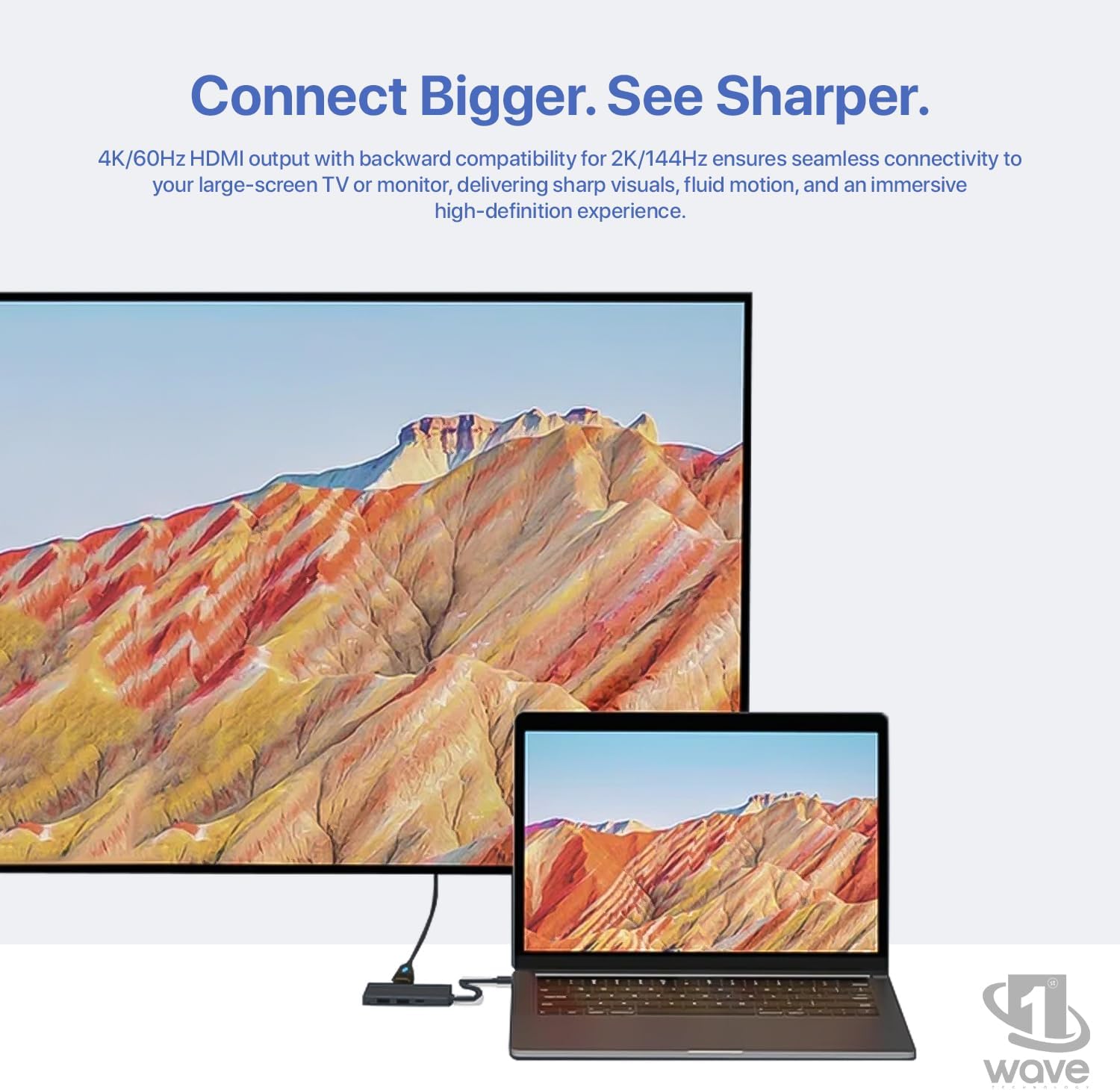 First Wave PocketHub 6-in-1 USB-C Docking Hub – 4K HDMI 2.0, 100W PD Charging, RJ45 GbE LAN, USB-C, 2× USB 3.2 Ports, Portable Multiport Adapter for Laptop, MacBook Pro/Air, iPad, PC, Metallic Blue