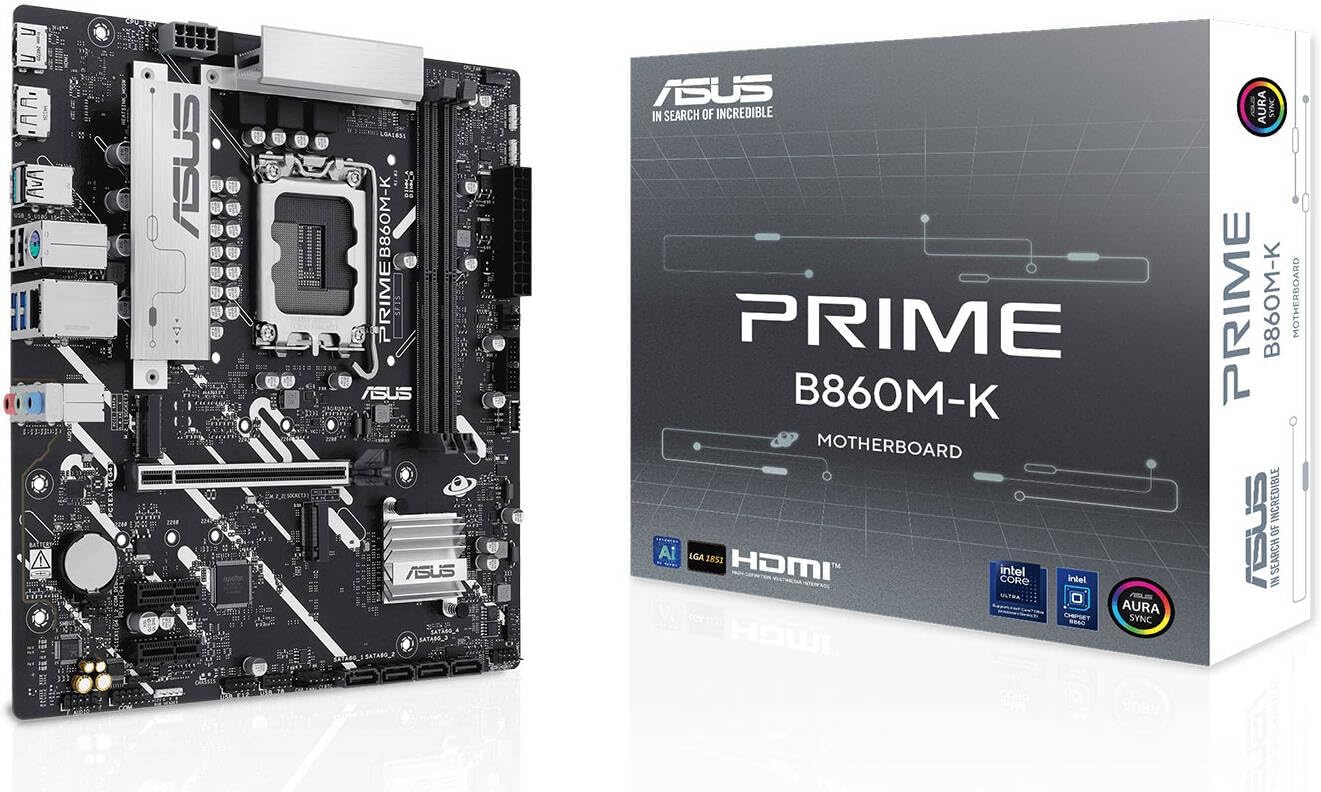 ASUS Prime B860M-K Motherboard – LGA1851 Socket, B860 Chipset, USB 10Gbps, Micro-ATX
