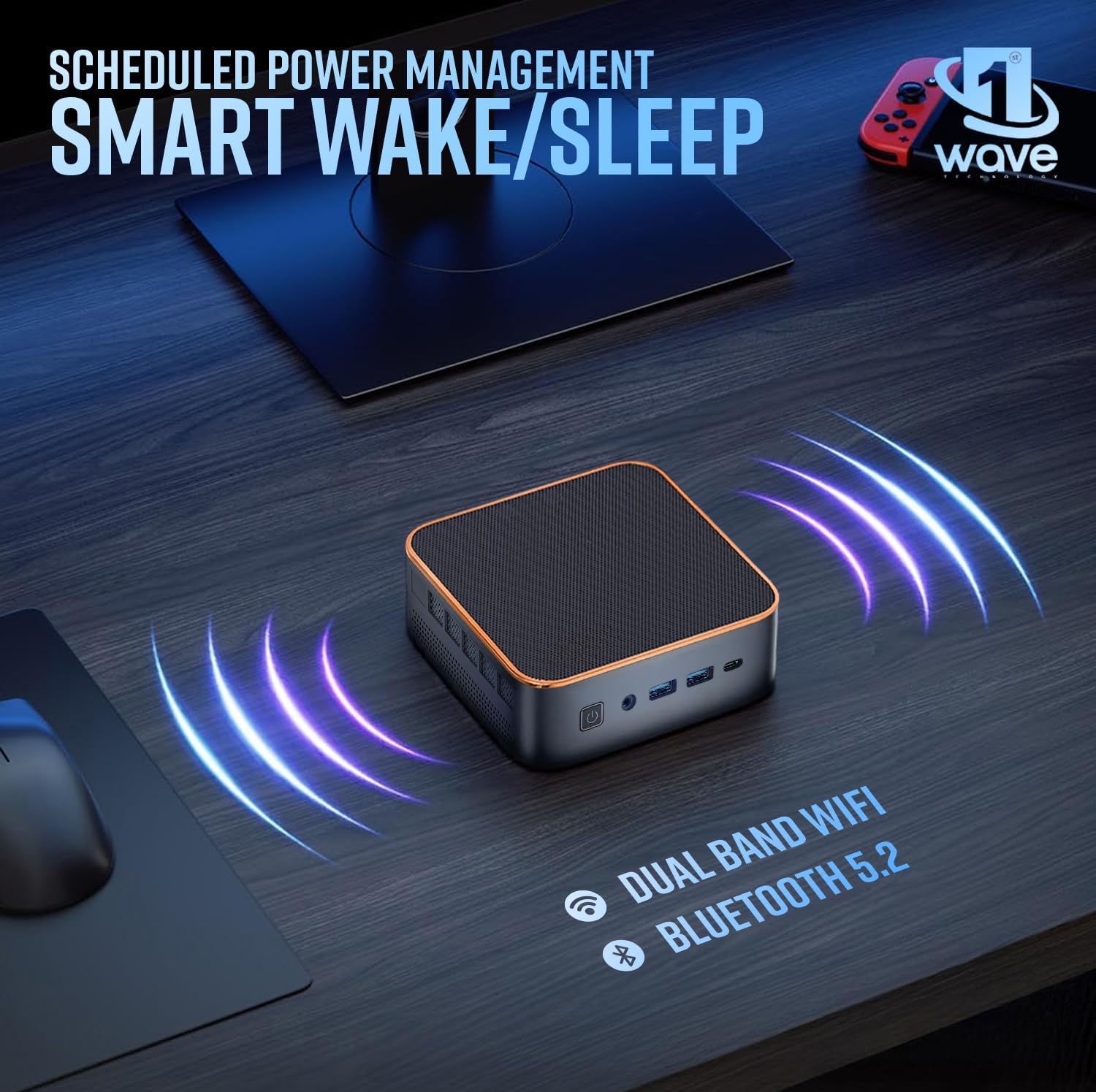 First Wave MicroStorm M5 Mini PC – Intel Core i5-12450H, DDR5 RAM, SSD, Mini Desktop PC with USB-C, Triple 4K Display, Ethernet RJ45, WiFi 6, BT 5.2, VESA Monitor Mount, Perfect for Office & Home