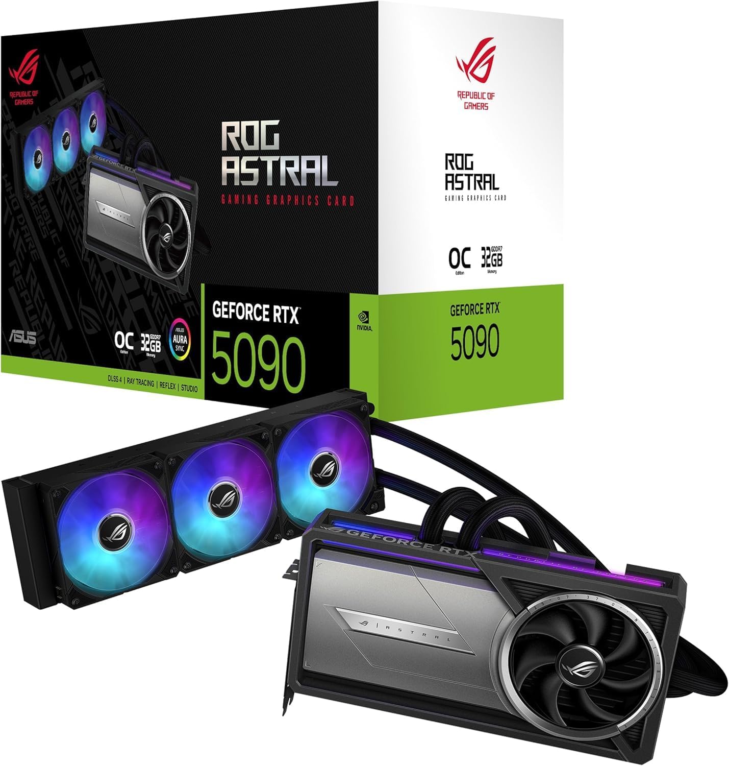 ASUS ROG Astral LC GeForce RTX 5090 Overclocked Edition Gaming Graphics Card – 32GB GDDR7, Liquid Cooling, PCIe 5.0, Ray Tracing, Aura Sync