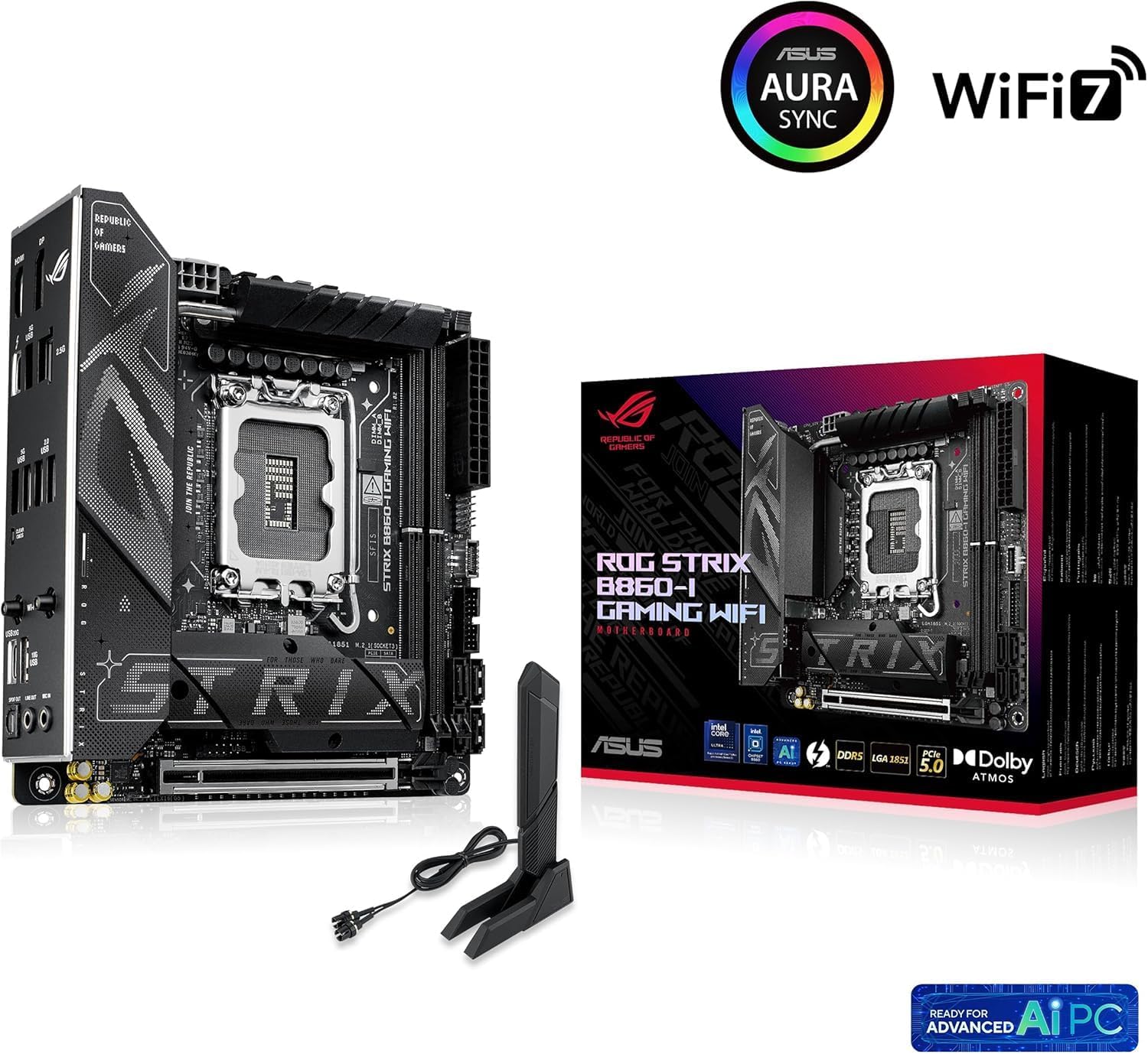 ASUS ROG Strix B860-I Gaming WiFi Mini-ITX Motherboard – LGA1851 Socket, B860 Chipset