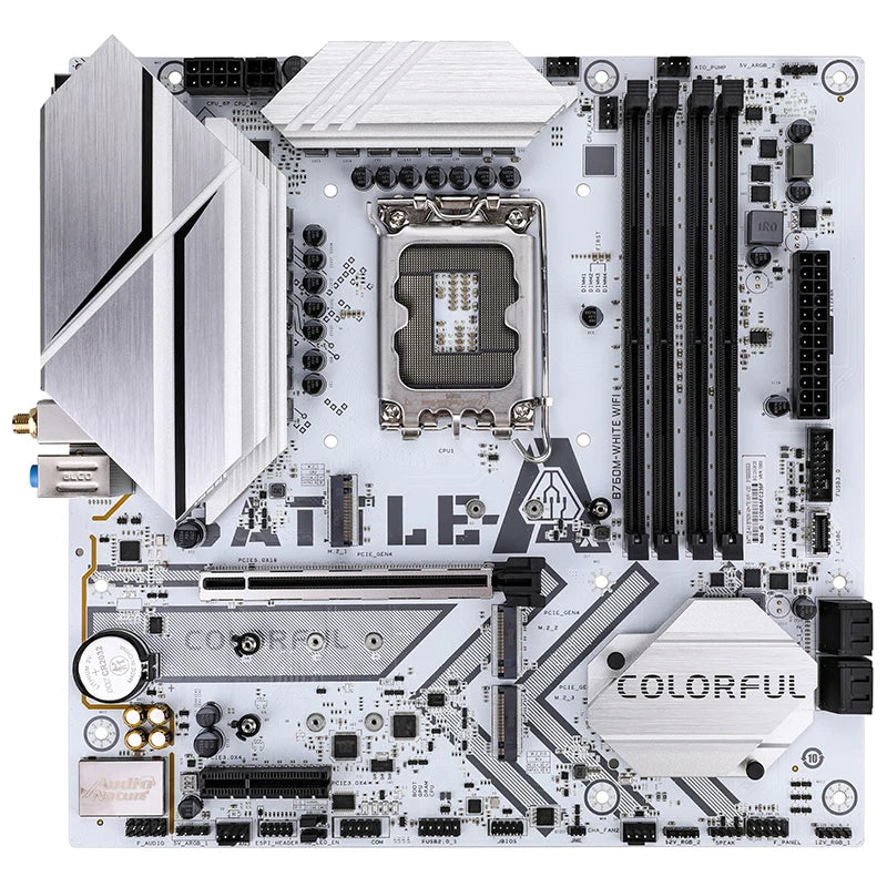 Colorful BATTLE-AX B760M-WHITE WIFI V20 Micro-ATX Motherboard – Intel B760, LGA1700, DDR5, PCIe 4.0, M.2 Slots, WiFi 6, High-Performance Gaming & Productivity Board – White Edition