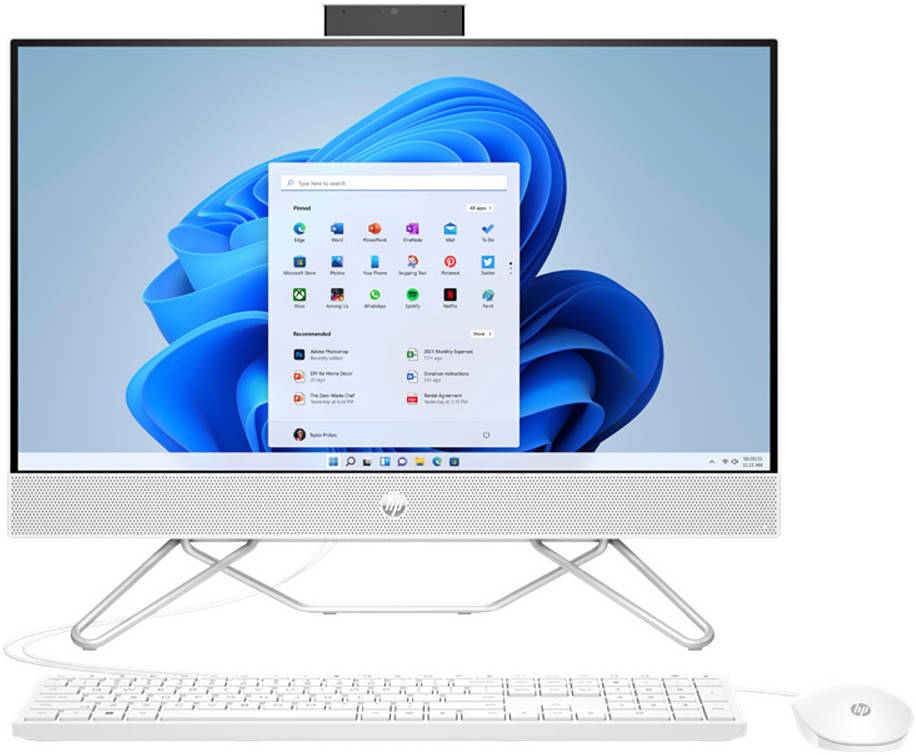 HP CB1015NE AIO 24" Desktop Computer, FHD Touch, IPS Display, Intel Core i7-1255U, 16GB RAM, 512GB SSD,  Intel Iris X Graphics, White USB KB & Mouse, Win 11, White | 6J7F8EA-W